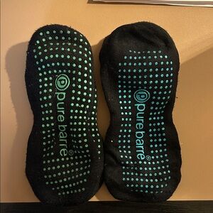 Pure Barre Black and Green Grip Socks